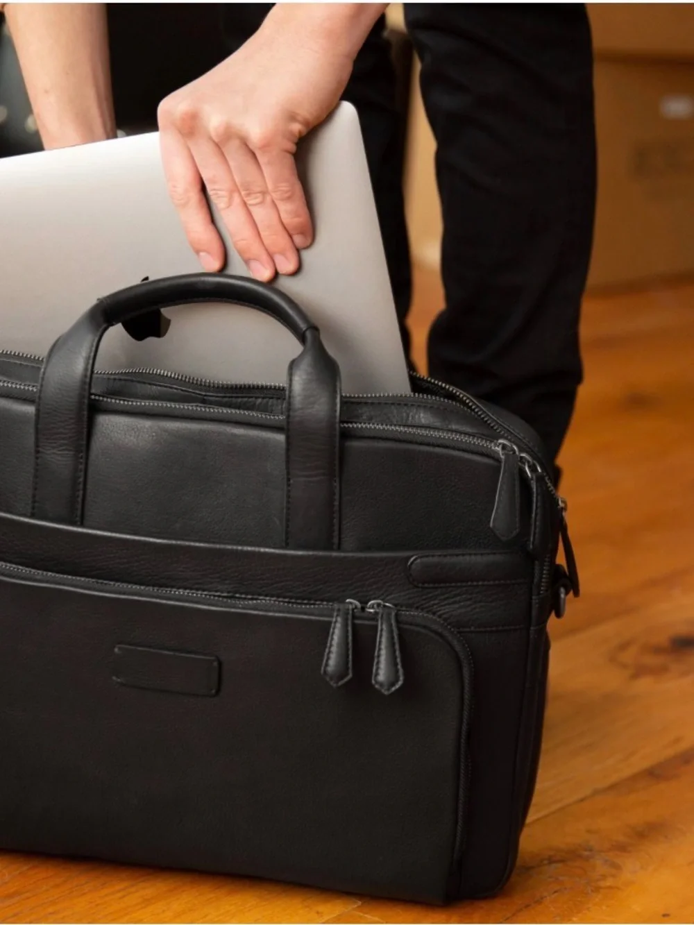 Bosca Napa Soft Leather Computer Laptop Double Zip Brief Bag